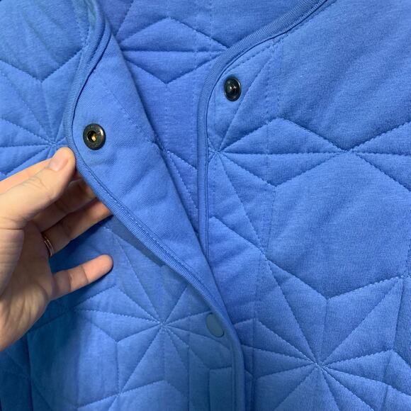 Lands’ End Periwinkle Blue Quilted Button Snap Coat Size Medium - Picture 7 of 8